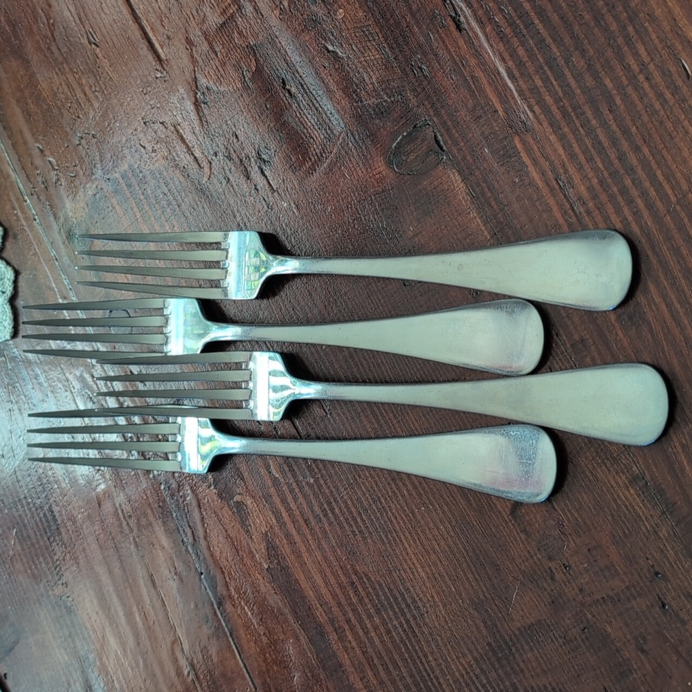 Elegant Silver Fork Set * Stainless Steel * Big Forks * Set Of 4 * Vintage